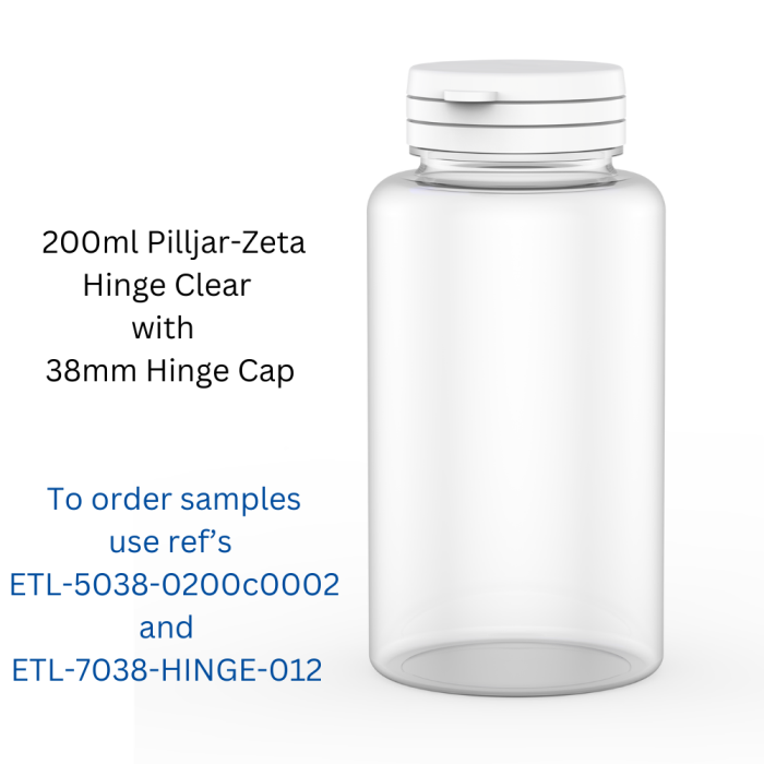 Pilljar-Zeta Hinge 200ml - 5038-0200-0004 & 5038-0200c0002